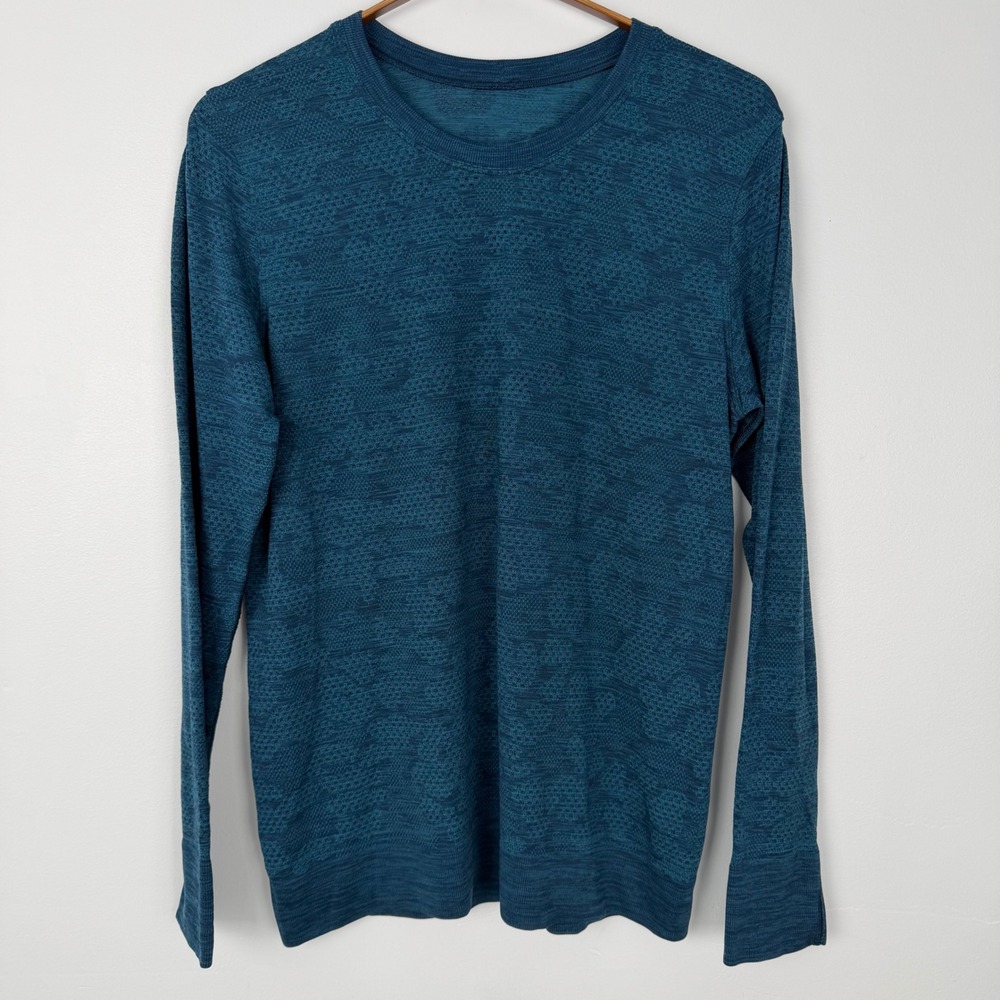 Lululemon Breeze By Long Sleeve Shirt Pacific Teal Night Diver Blue Top Size 8